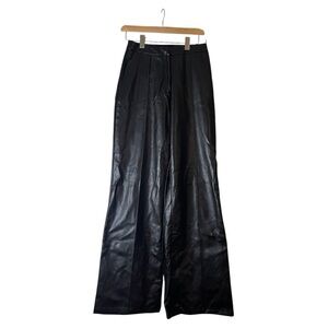 Lioness Black Faux Leather Wide-Leg Pants Women’s Size XS
